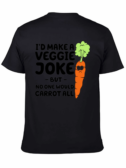 Camiseta Negra con Diseño de Zanahoria Graciosamente Vegetariana