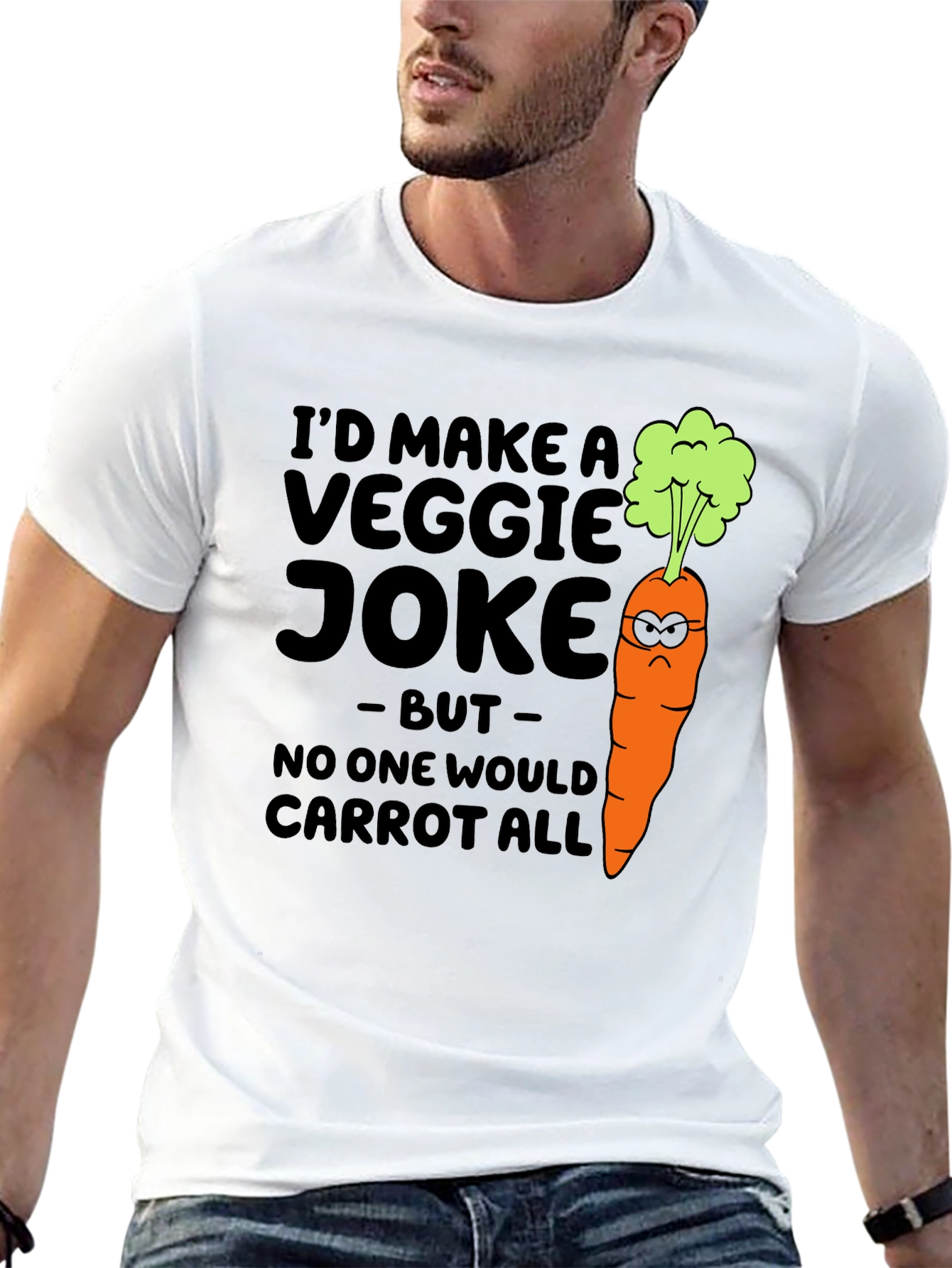 Camiseta Negra con Diseño de Zanahoria Graciosamente Vegetariana