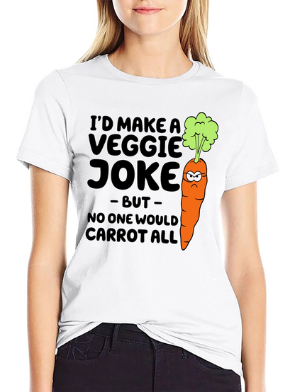Camiseta Negra con Diseño de Zanahoria Graciosamente Vegetariana