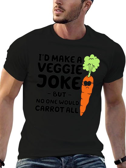 Camiseta Negra con Diseño de Zanahoria Graciosamente Vegetariana