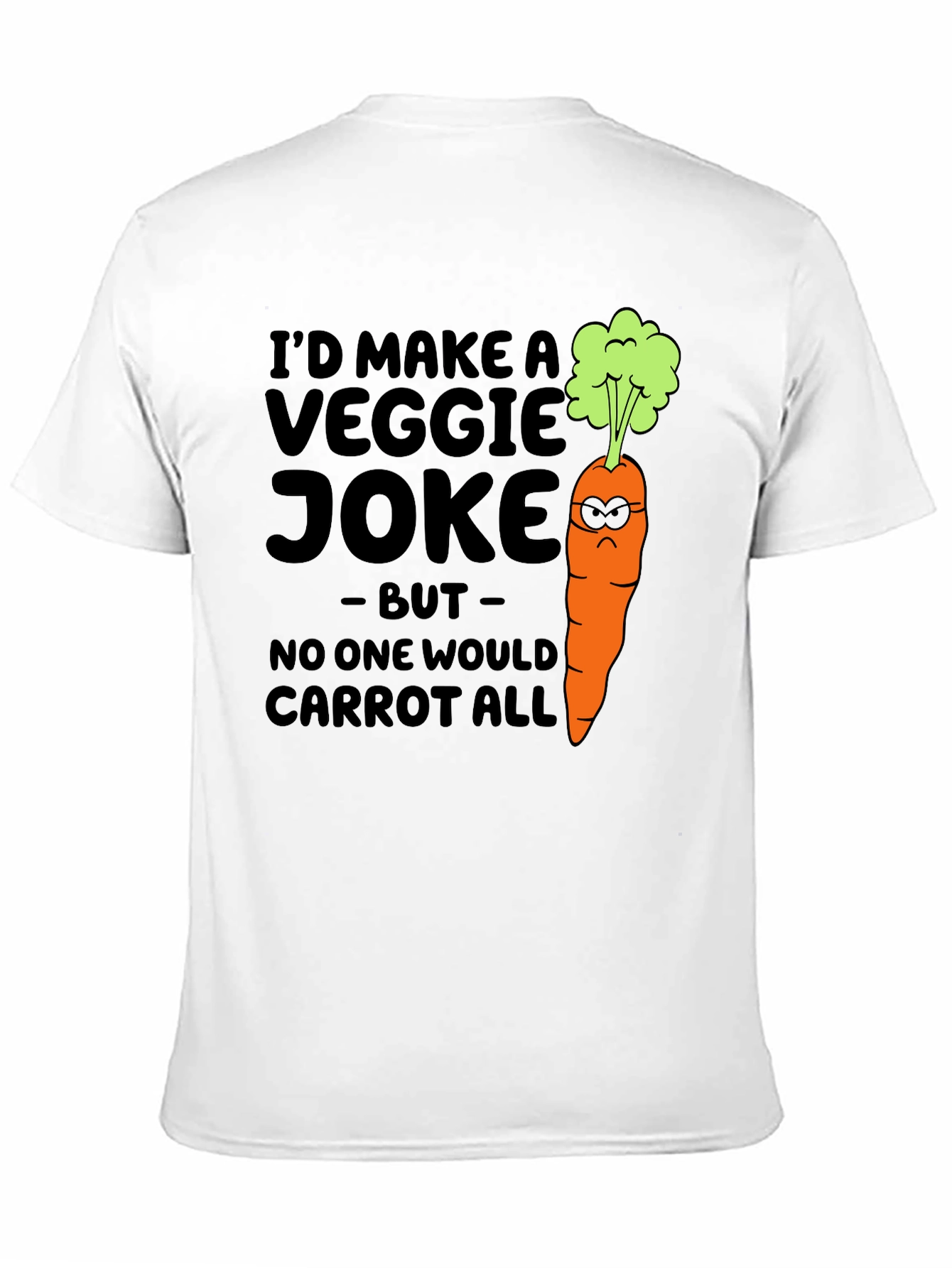 Camiseta Negra con Diseño de Zanahoria Graciosamente Vegetariana