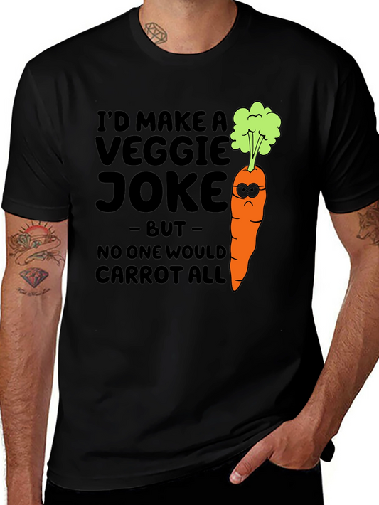 Camiseta Negra con Diseño de Zanahoria Graciosamente Vegetariana
