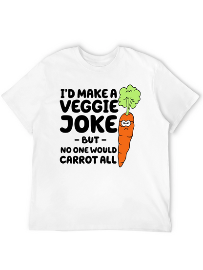Camiseta Negra con Diseño de Zanahoria Graciosamente Vegetariana