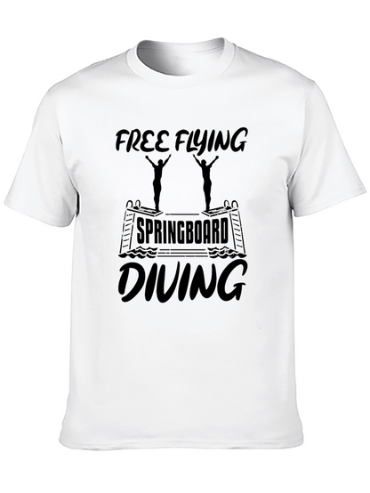 Camiseta Negra Estampada: Free Flying Springboard Diving