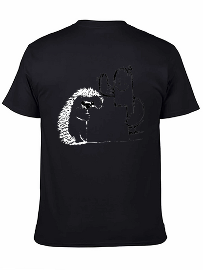 Camiseta Negra con Diseño de Erizo y Cactus