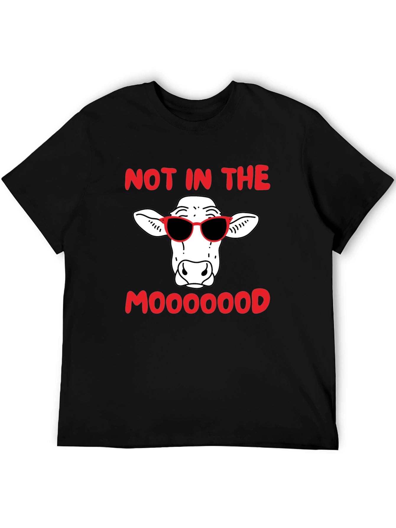 Camiseta Negra Humor Vaca Sunglasses