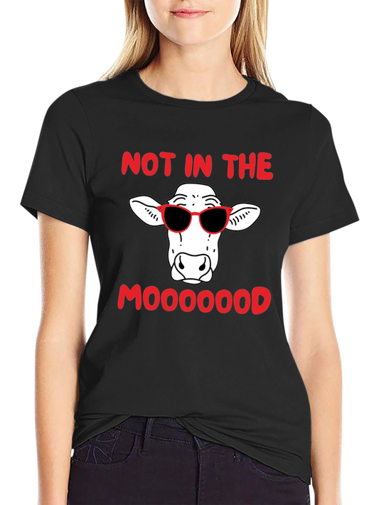 Camiseta Negra Humor Vaca Sunglasses