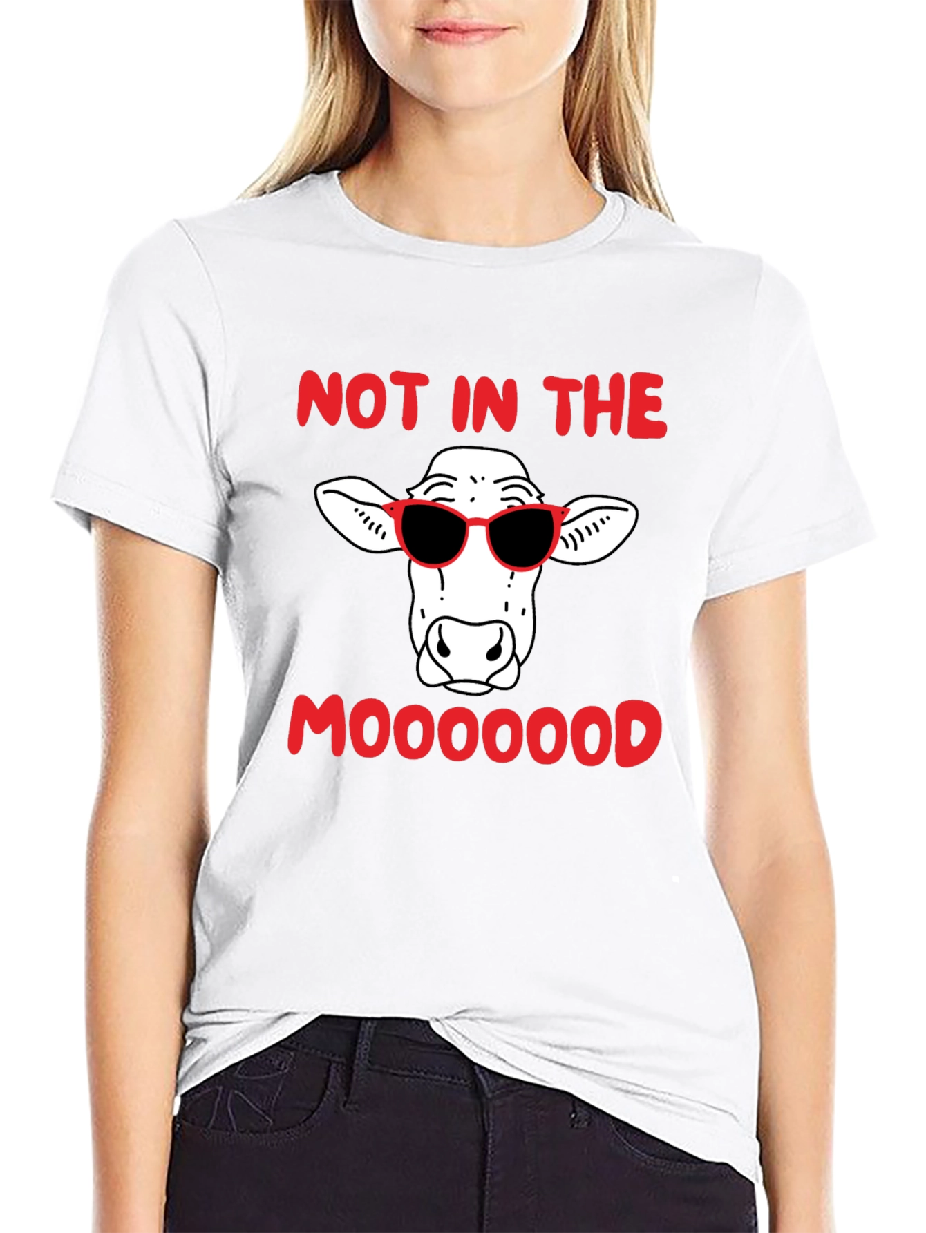 Camiseta Negra Humor Vaca Sunglasses