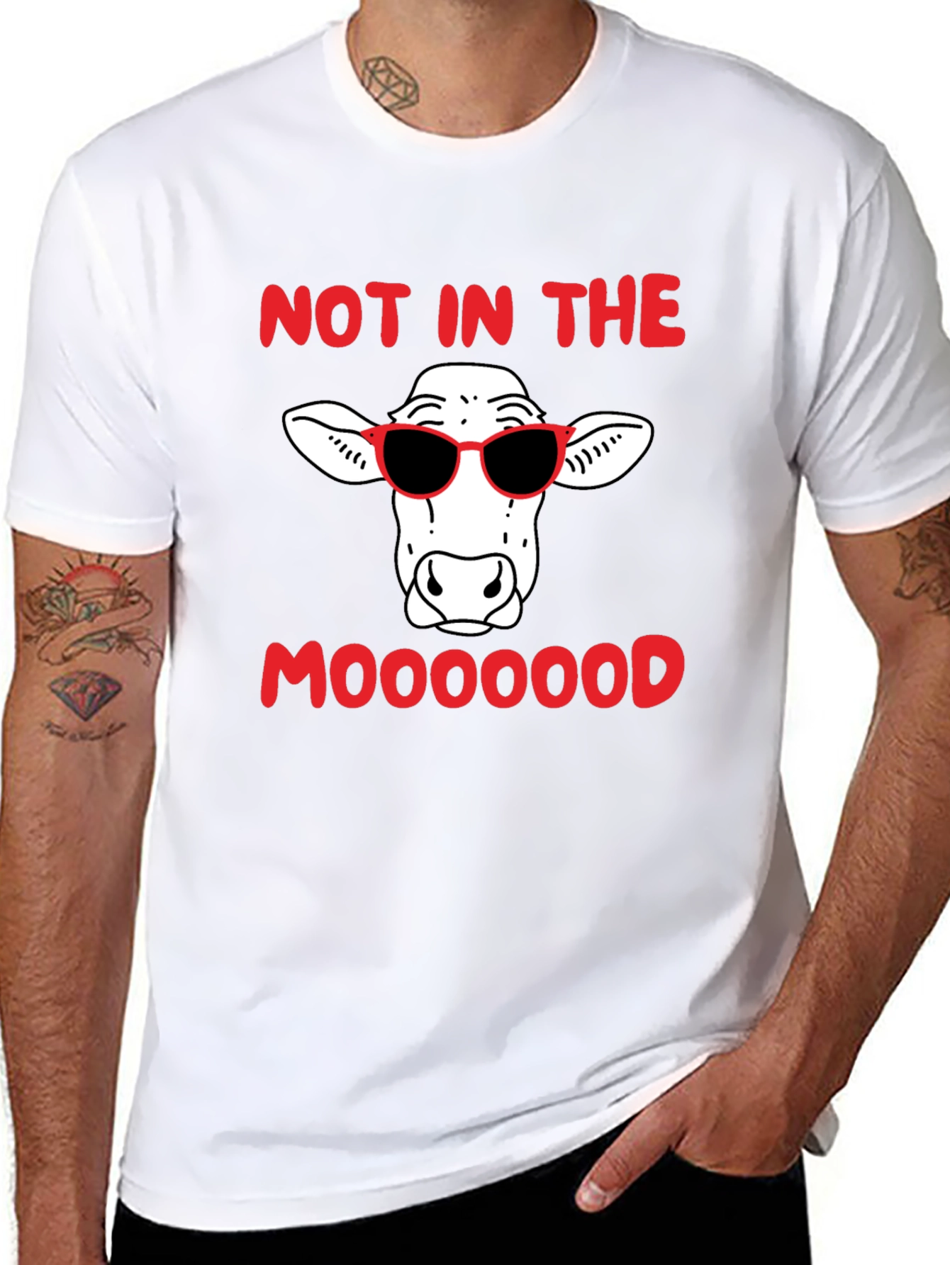 Camiseta Negra Humor Vaca Sunglasses