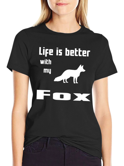 Camiseta Negra Life is Better With My Fox