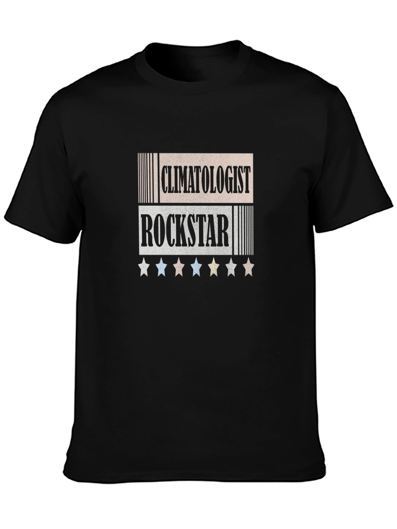 Camiseta Negra Climatologist Rockstar con Estrellas