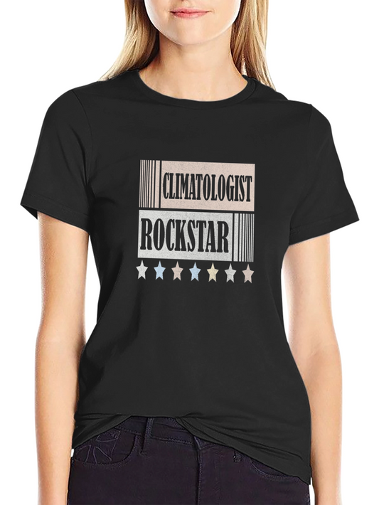 Camiseta Negra Climatologist Rockstar con Estrellas