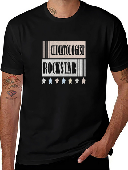 Camiseta Negra Climatologist Rockstar con Estrellas