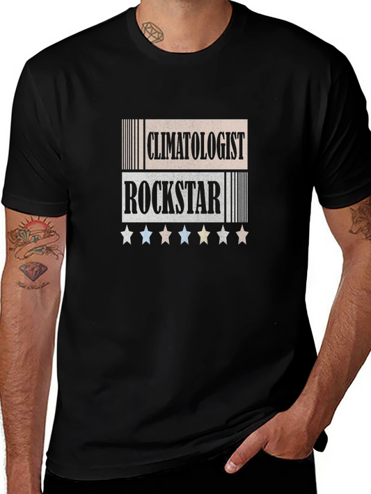 Camiseta Negra Climatologist Rockstar con Estrellas