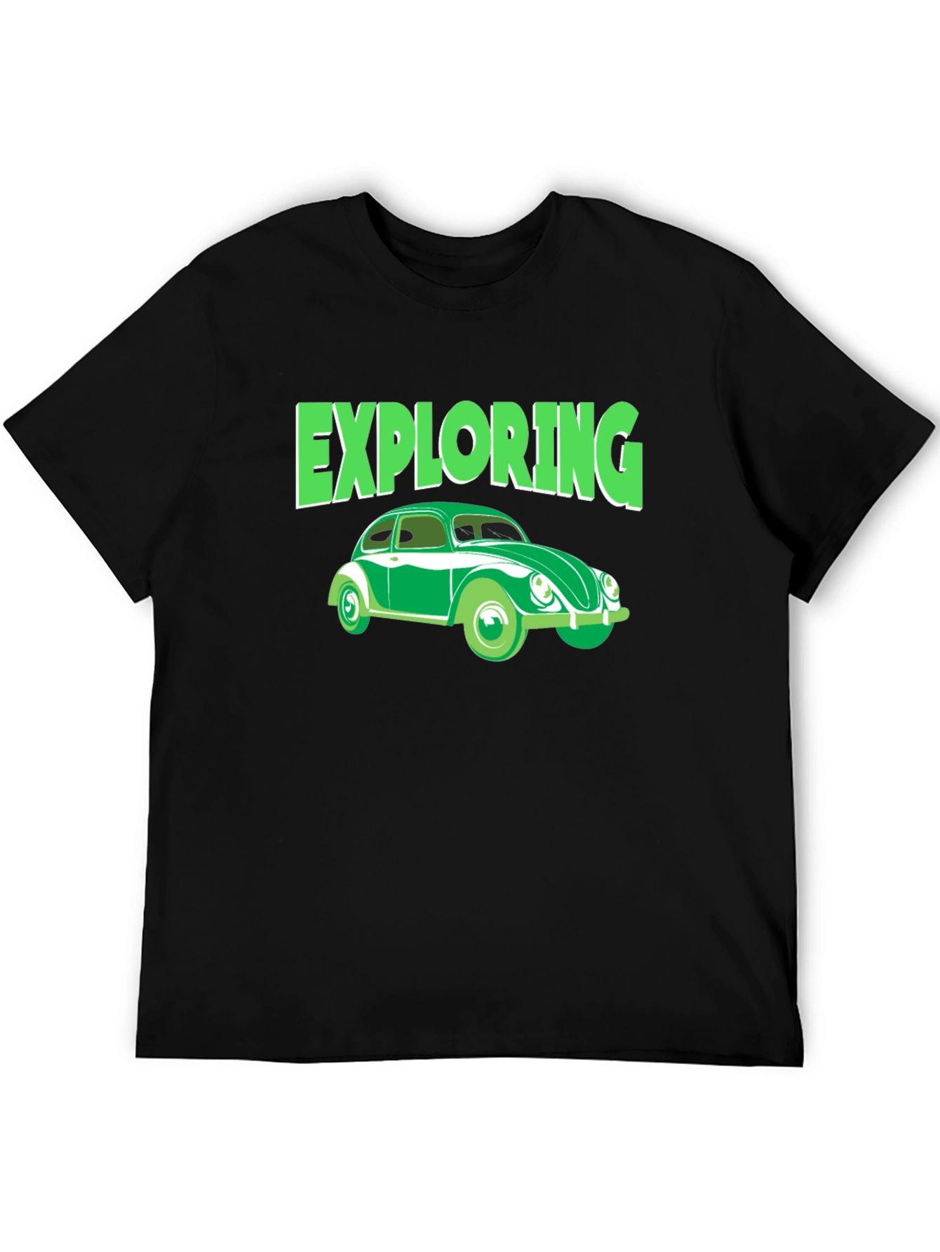 Camiseta Negra Exploring Coche Clásico