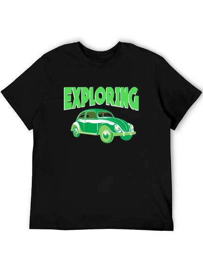 Camiseta Negra Exploring Coche Clásico