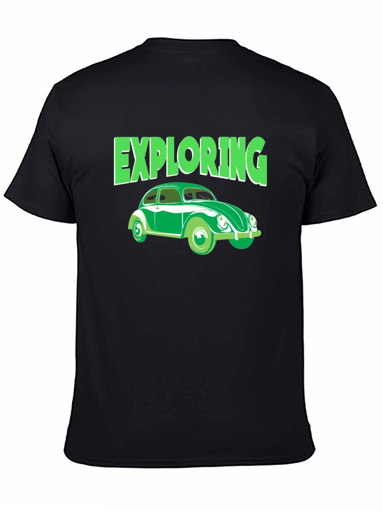 Camiseta Negra Exploring Coche Clásico