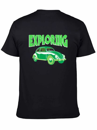 Camiseta Negra Exploring Coche Clásico
