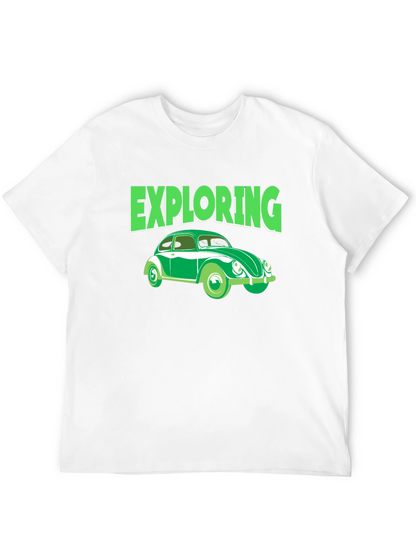 Camiseta Negra Exploring Coche Clásico