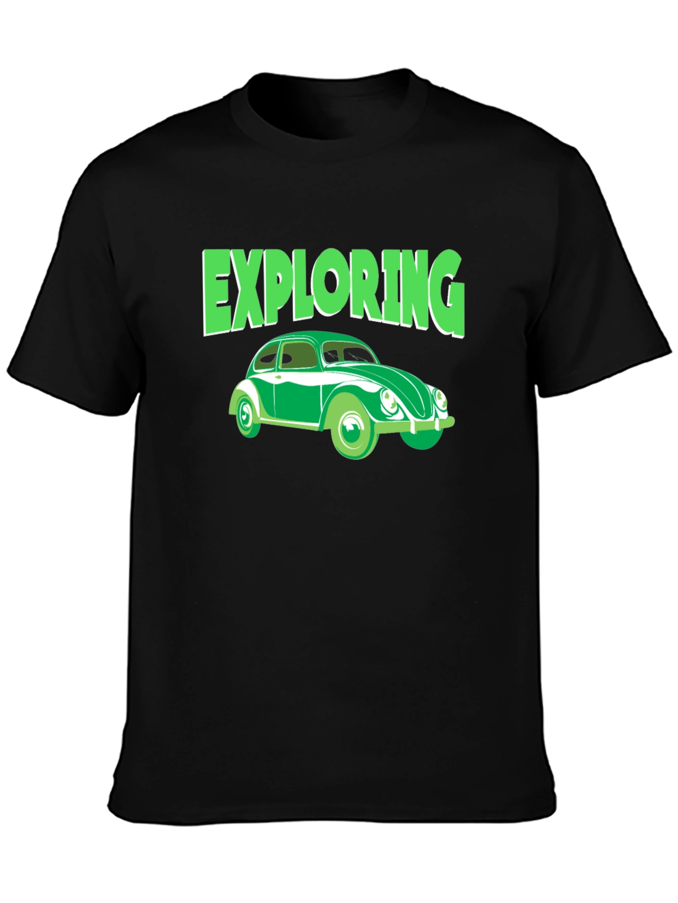 Camiseta Negra Exploring Coche Clásico