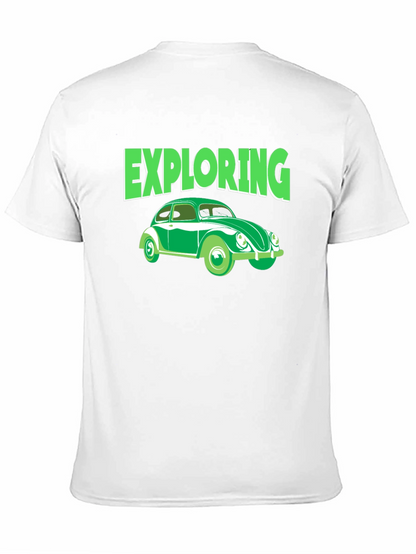 Camiseta Negra Exploring Coche Clásico