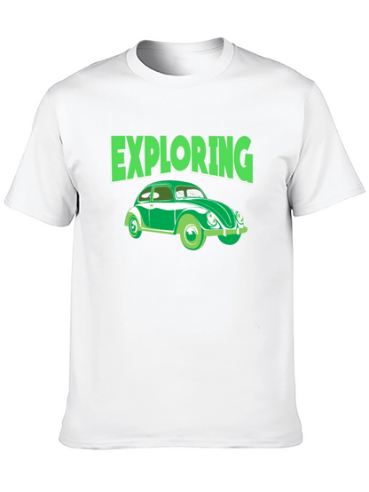Camiseta Negra Exploring Coche Clásico