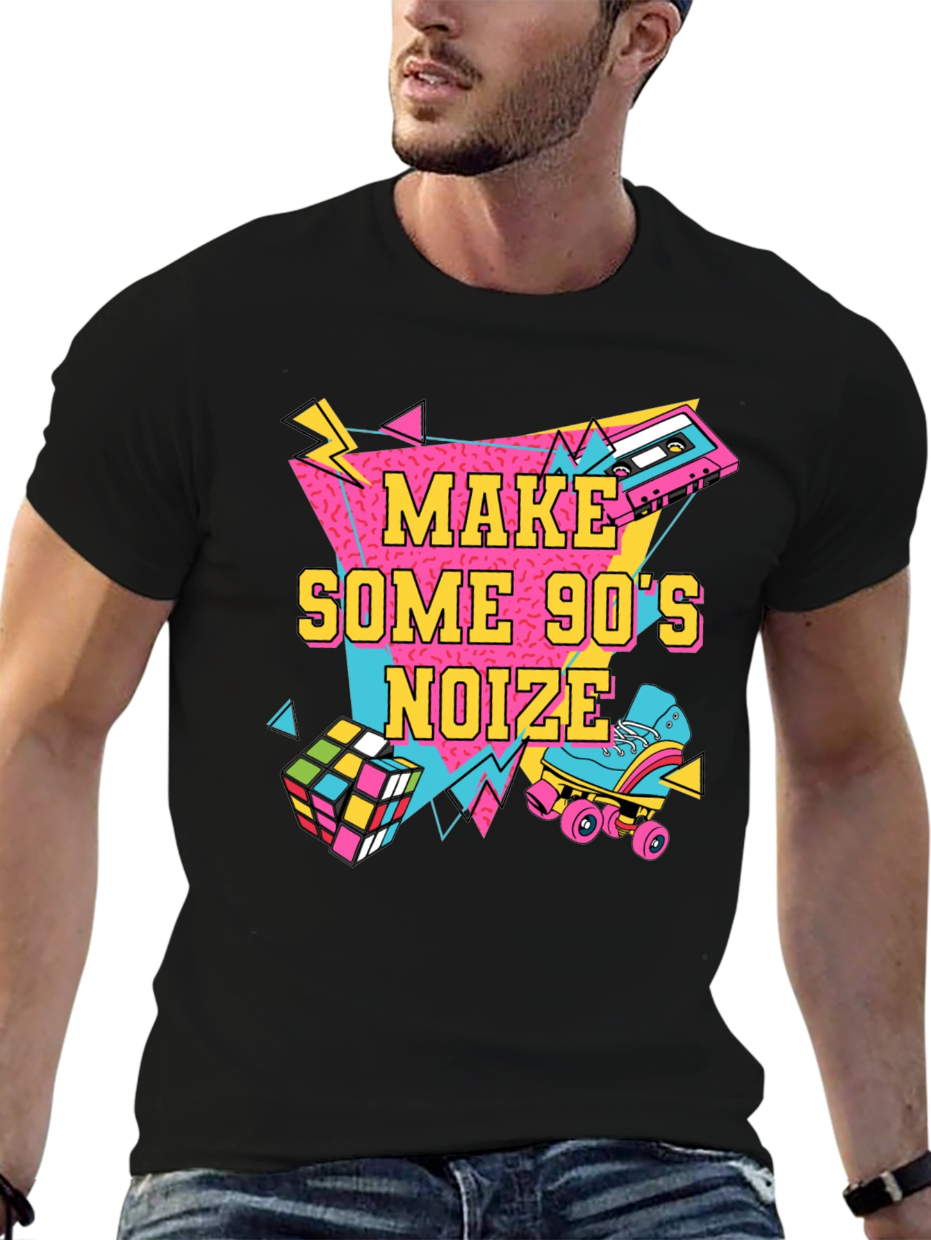 Camiseta Negra Estilo Retro Años 90