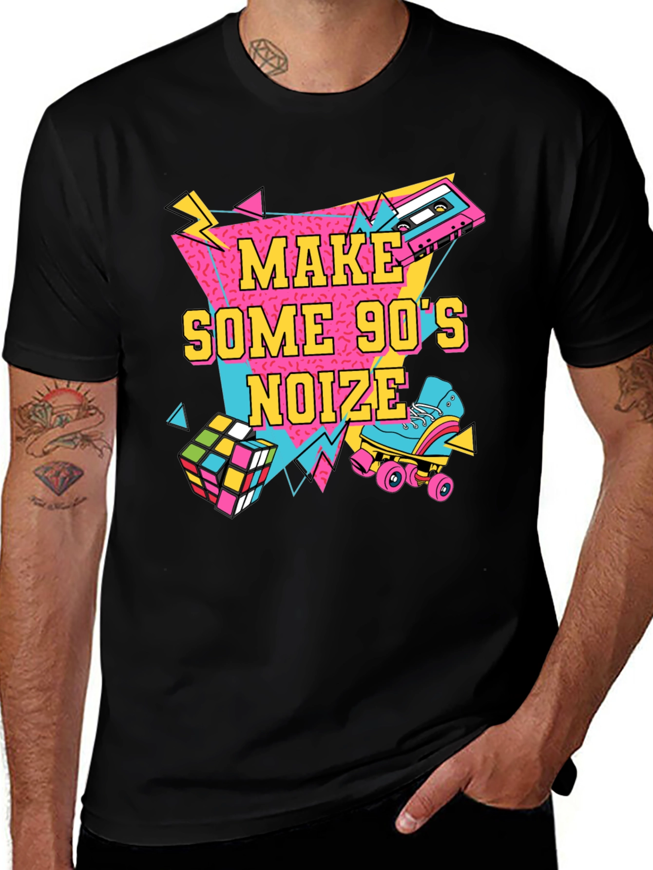 Camiseta Negra Estilo Retro Años 90