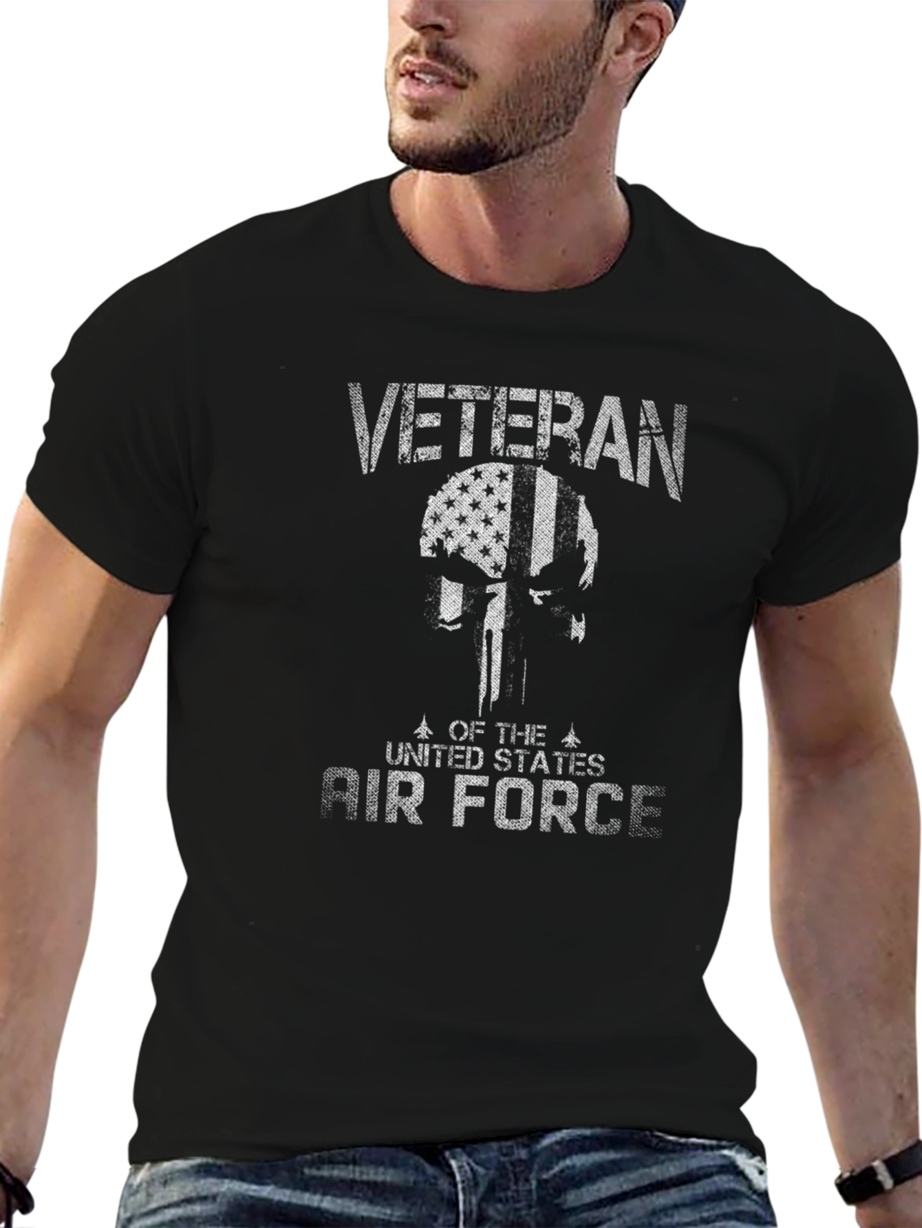 Camiseta Veterano Fuerza Aérea EEUU Diseño Cráneo
