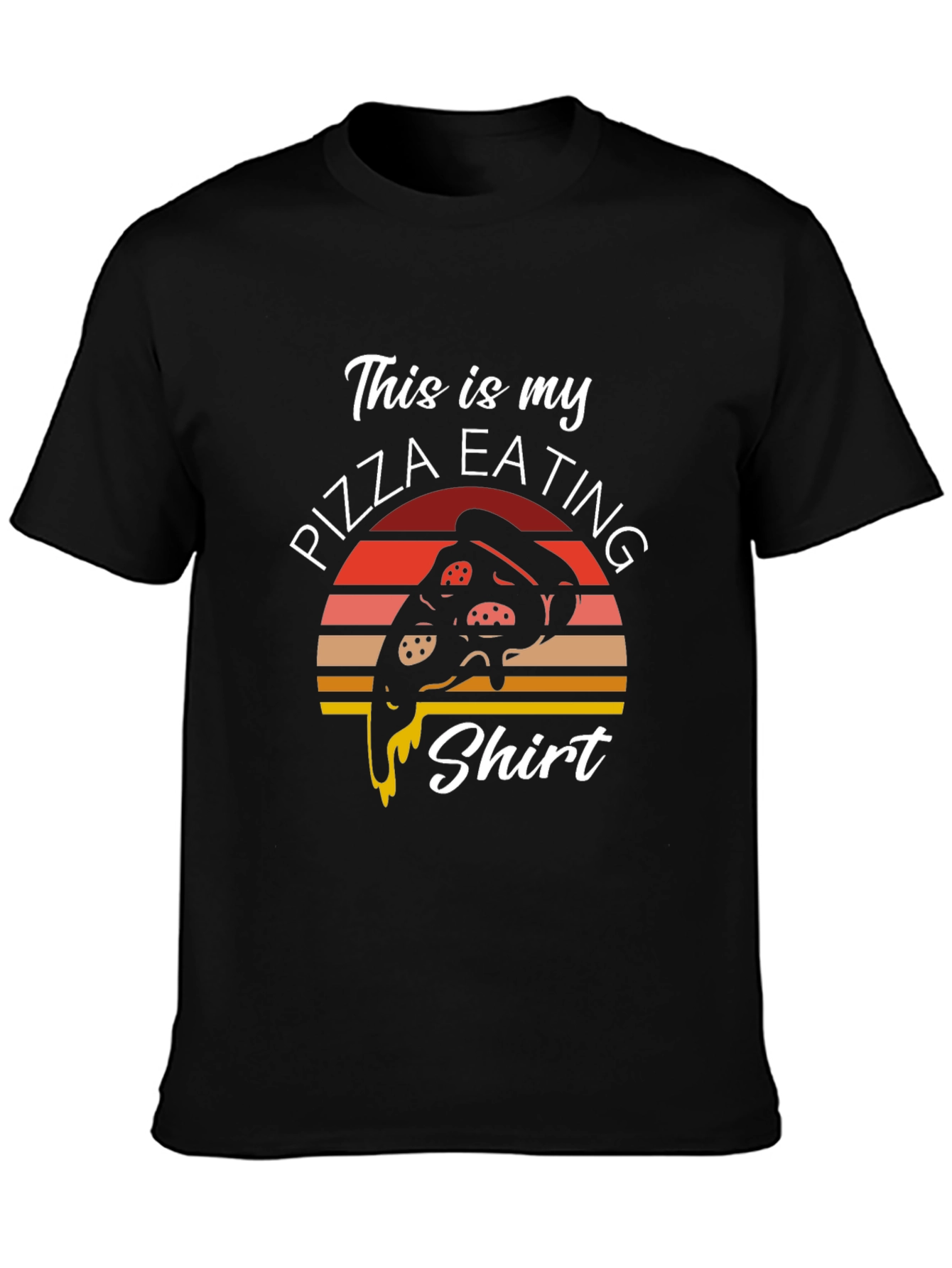 Camiseta Negra Pizza Eating Shirt