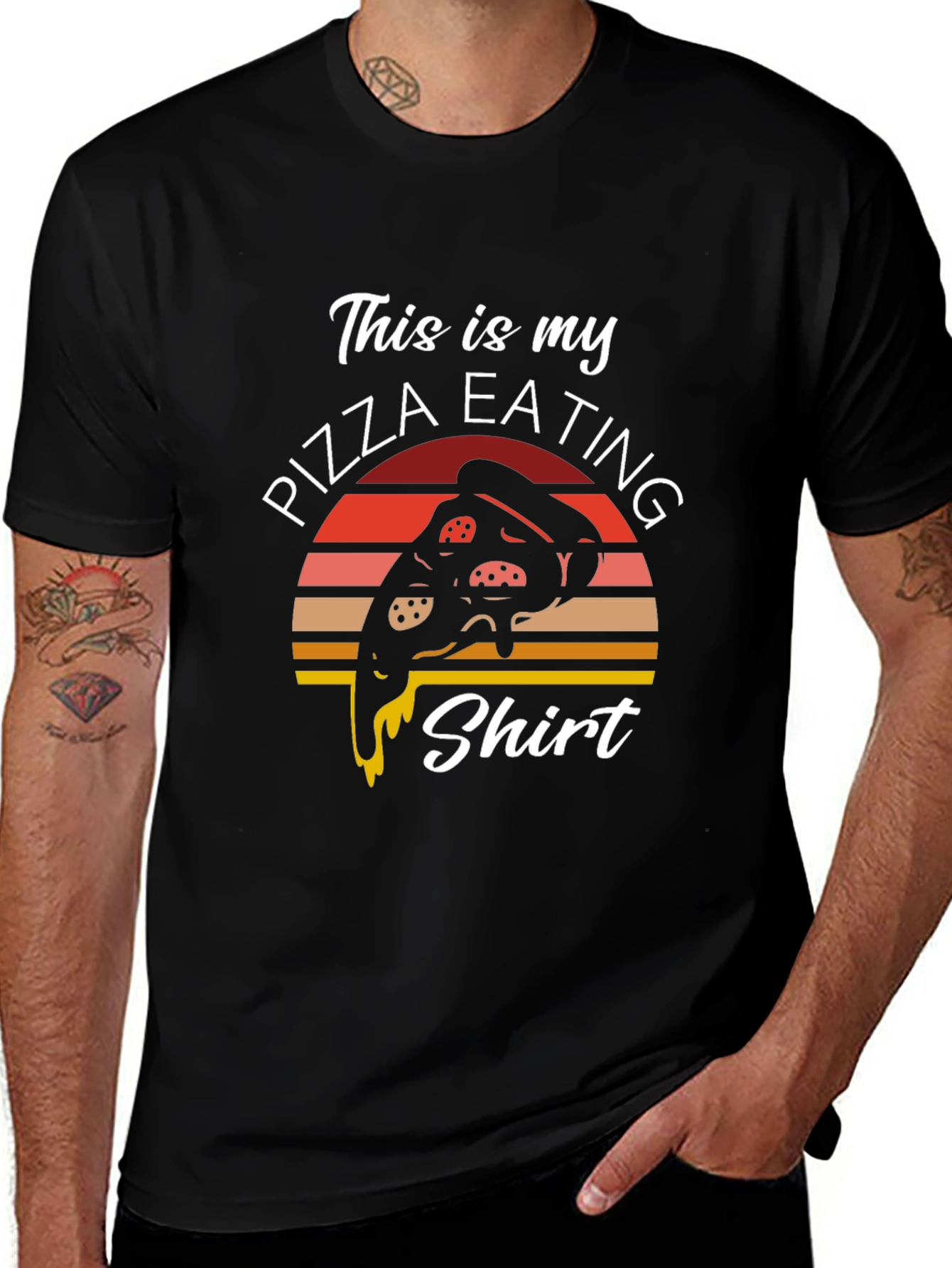 Camiseta Negra Pizza Eating Shirt