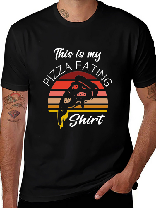 Camiseta Negra Pizza Eating Shirt