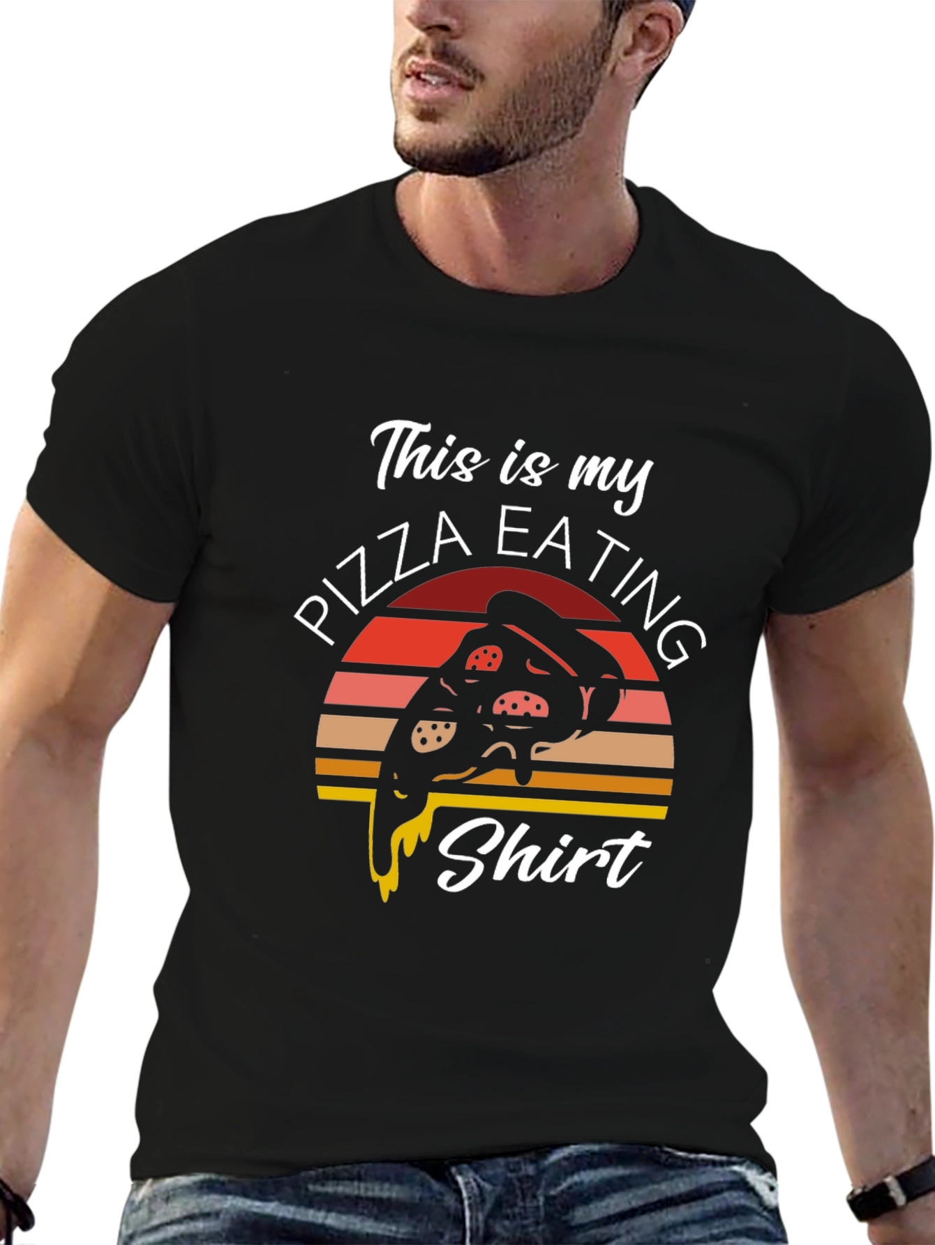 Camiseta Negra Pizza Eating Shirt