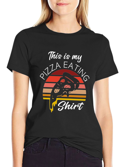 Camiseta Negra Pizza Eating Shirt
