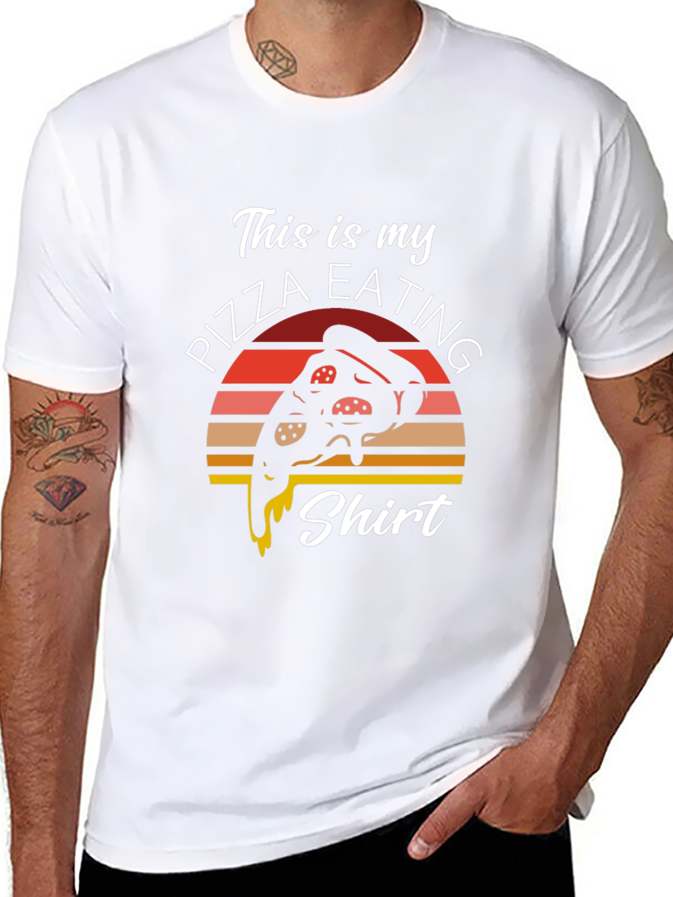 Camiseta Negra Pizza Eating Shirt