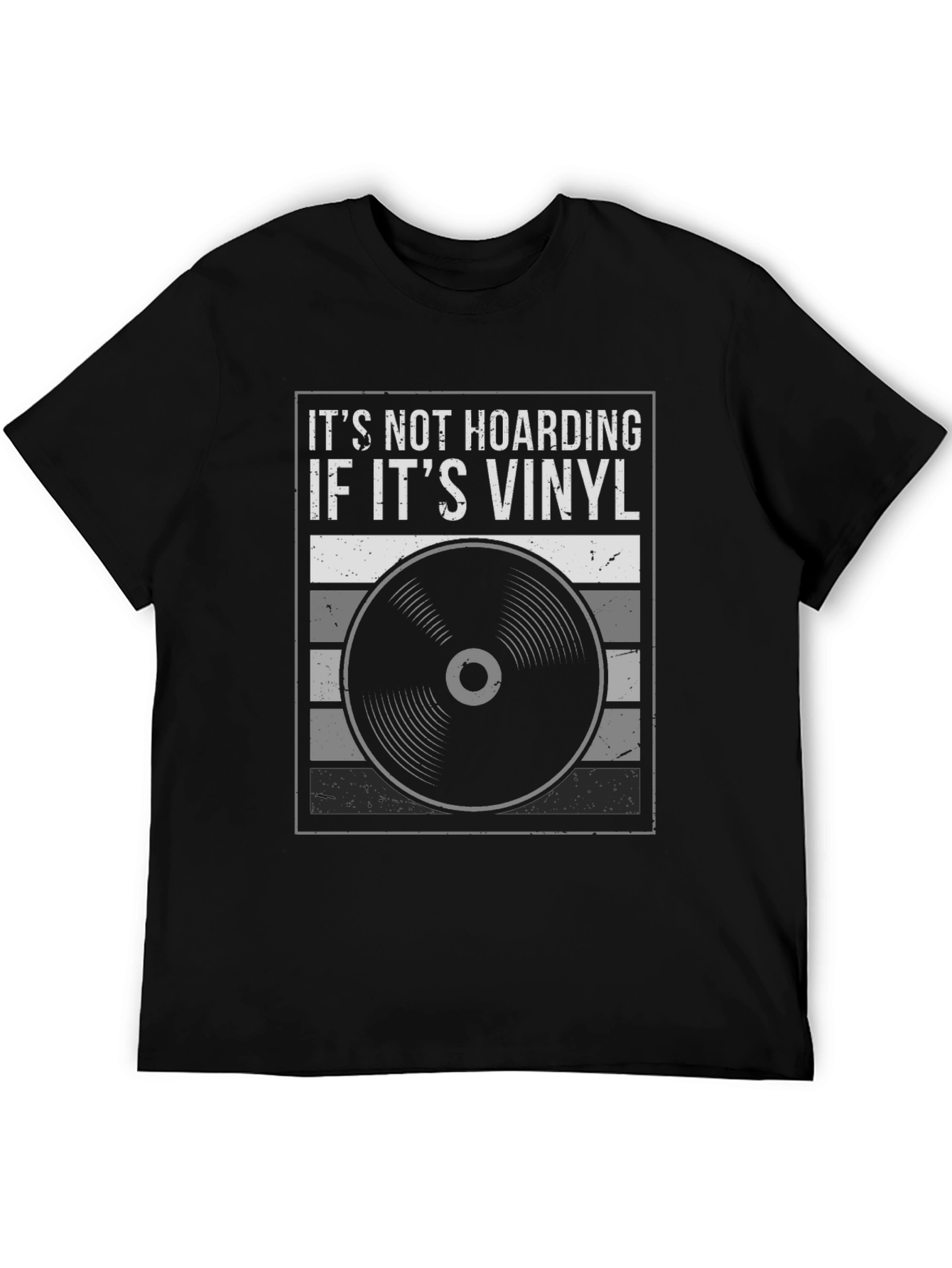 Camiseta Negra Its Not Hoarding If Its Vinyl