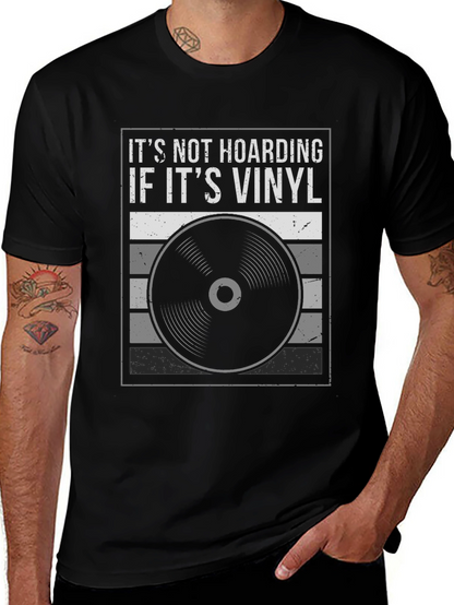 Camiseta Negra Its Not Hoarding If Its Vinyl