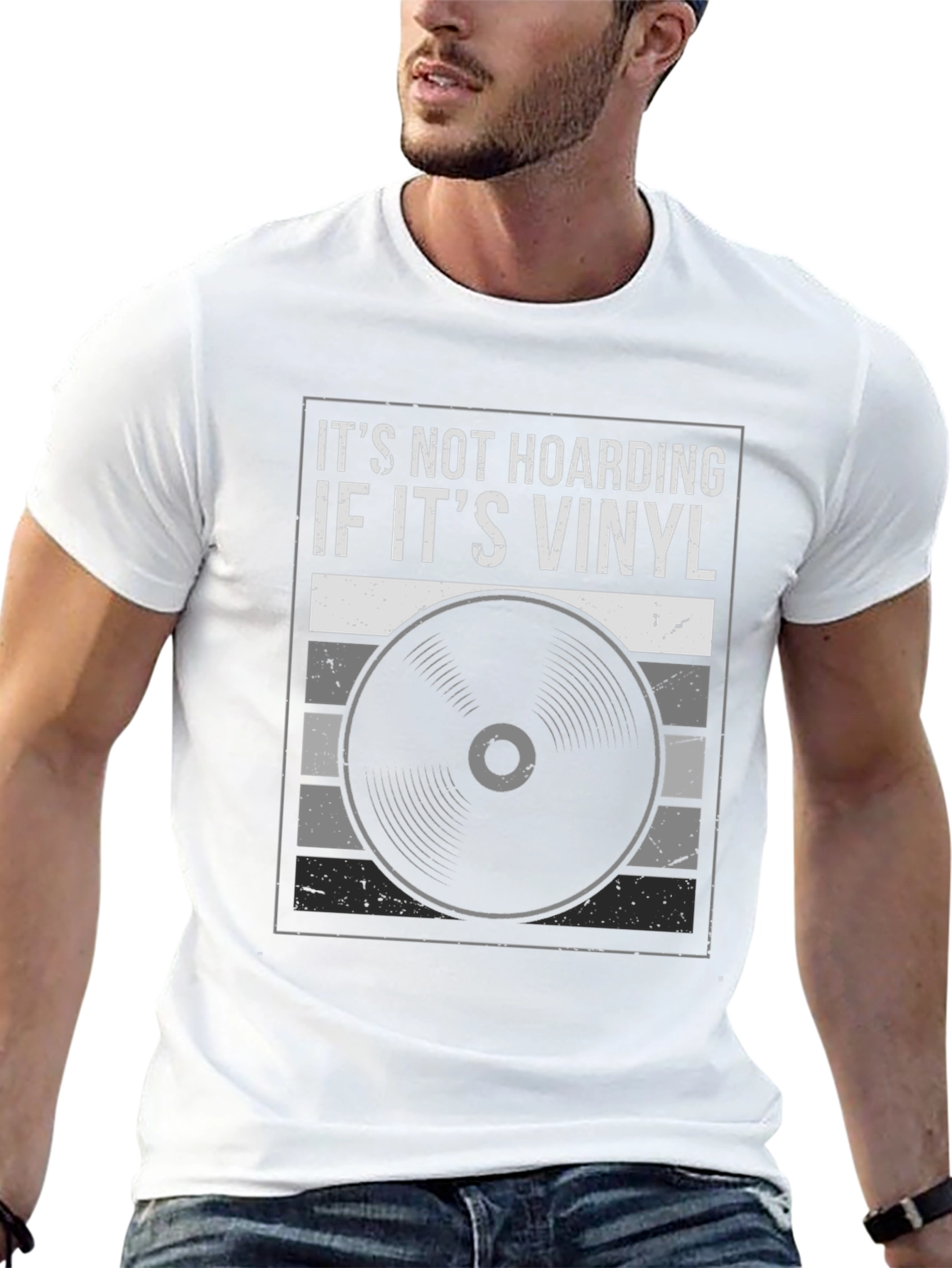 Camiseta Negra Its Not Hoarding If Its Vinyl