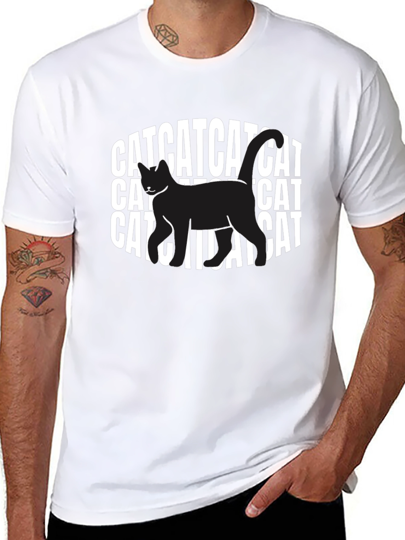 Camiseta Negra con Diseño de Gato CAT