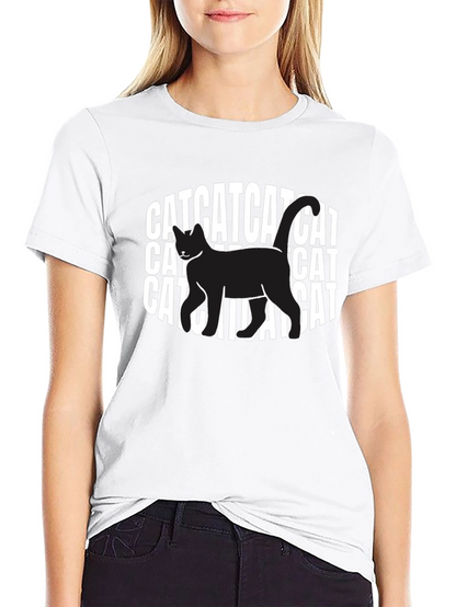 Camiseta Negra con Diseño de Gato CAT