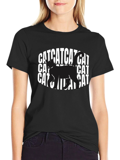 Camiseta Negra con Diseño de Gato CAT