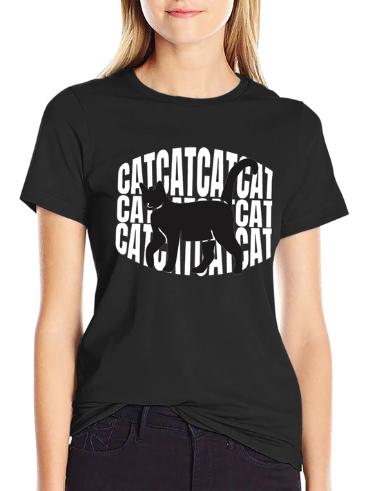 Camiseta Negra con Diseño de Gato CAT