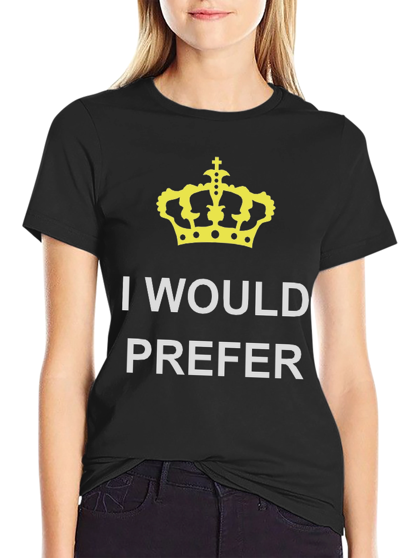 Camiseta Negra: Yo Preferiría la Corona