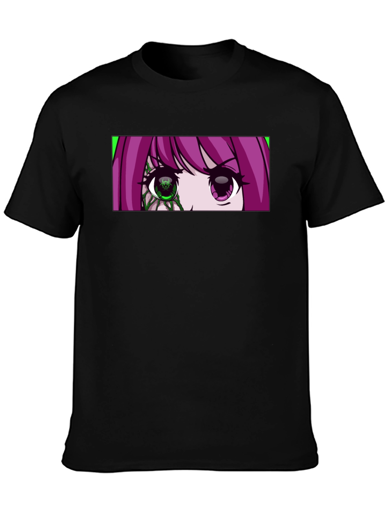 Camiseta Negra con Diseño Anime de Ojos
