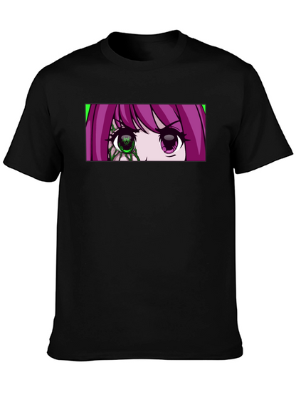Camiseta Negra con Diseño Anime de Ojos