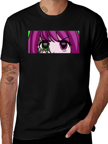 Camiseta Negra con Diseño Anime de Ojos