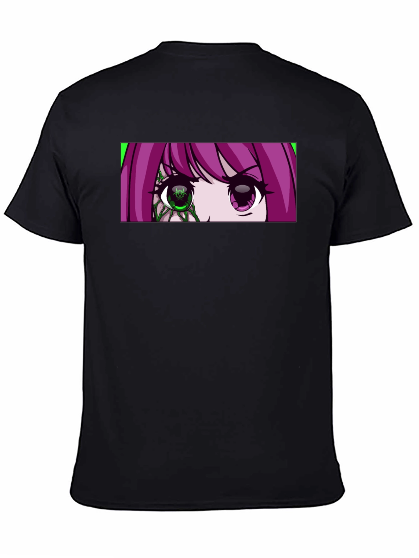 Camiseta Negra con Diseño Anime de Ojos