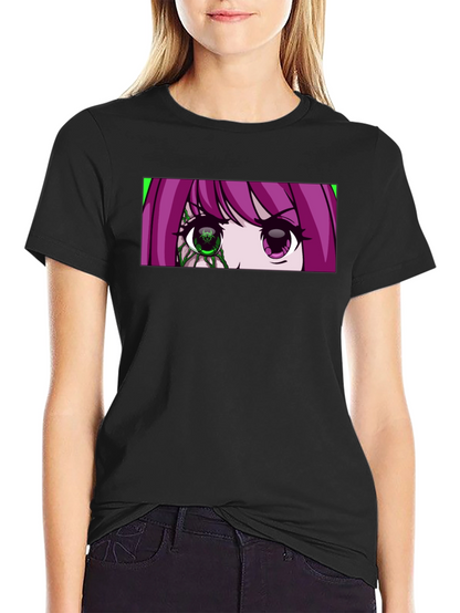 Camiseta Negra con Diseño Anime de Ojos