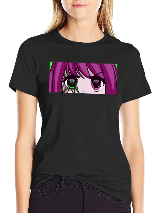 Camiseta Negra con Diseño Anime de Ojos