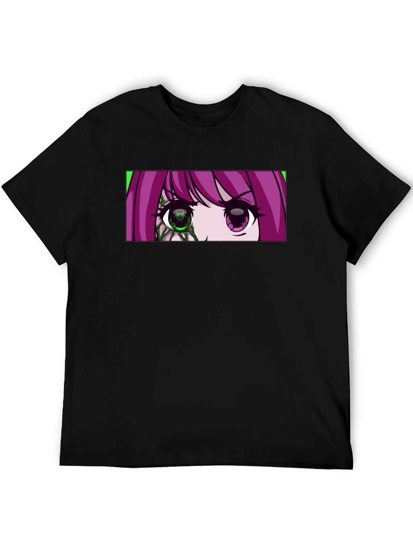 Camiseta Negra con Diseño Anime de Ojos